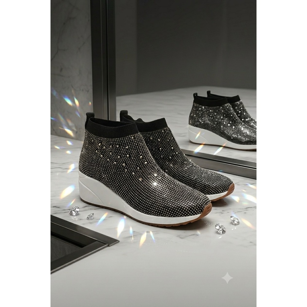 Alex Marie Silver Kadly Knit Slip On Stones Hi Top Sneakers In Black Size US 10